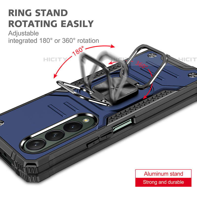 Custodia Silicone e Plastica Opaca Cover con Magnetico Anello Supporto MQ1 per Samsung Galaxy Z Fold4 5G