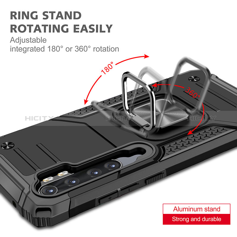 Custodia Silicone e Plastica Opaca Cover con Magnetico Anello Supporto MQ1 per Xiaomi Mi Note 10 Lite