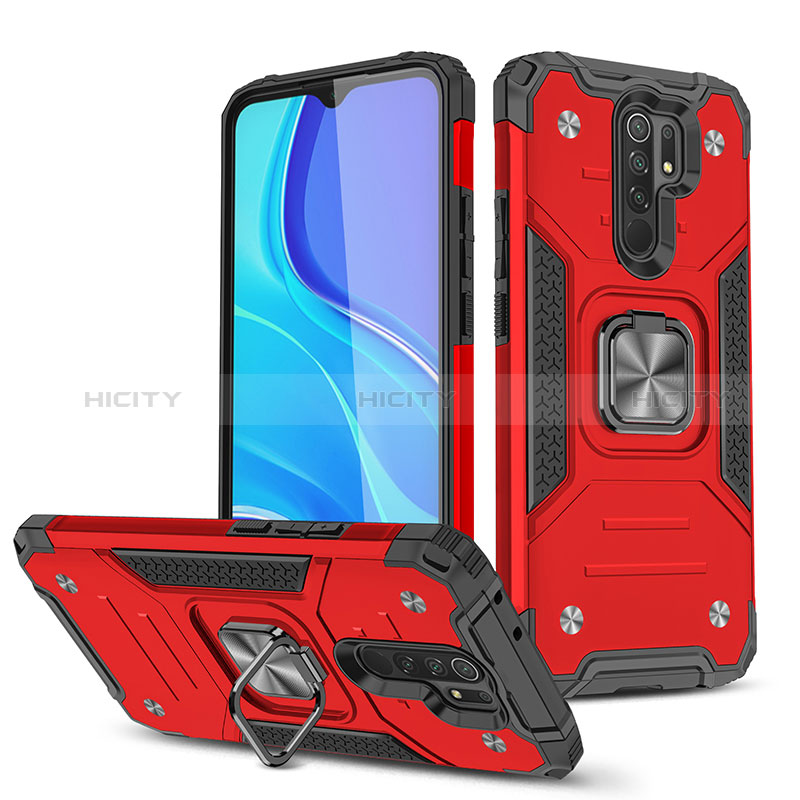 Custodia Silicone e Plastica Opaca Cover con Magnetico Anello Supporto MQ1 per Xiaomi Redmi 9 Prime India