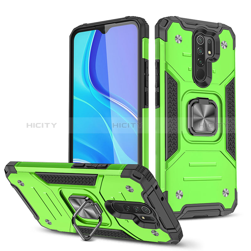 Custodia Silicone e Plastica Opaca Cover con Magnetico Anello Supporto MQ1 per Xiaomi Redmi 9 Prime India