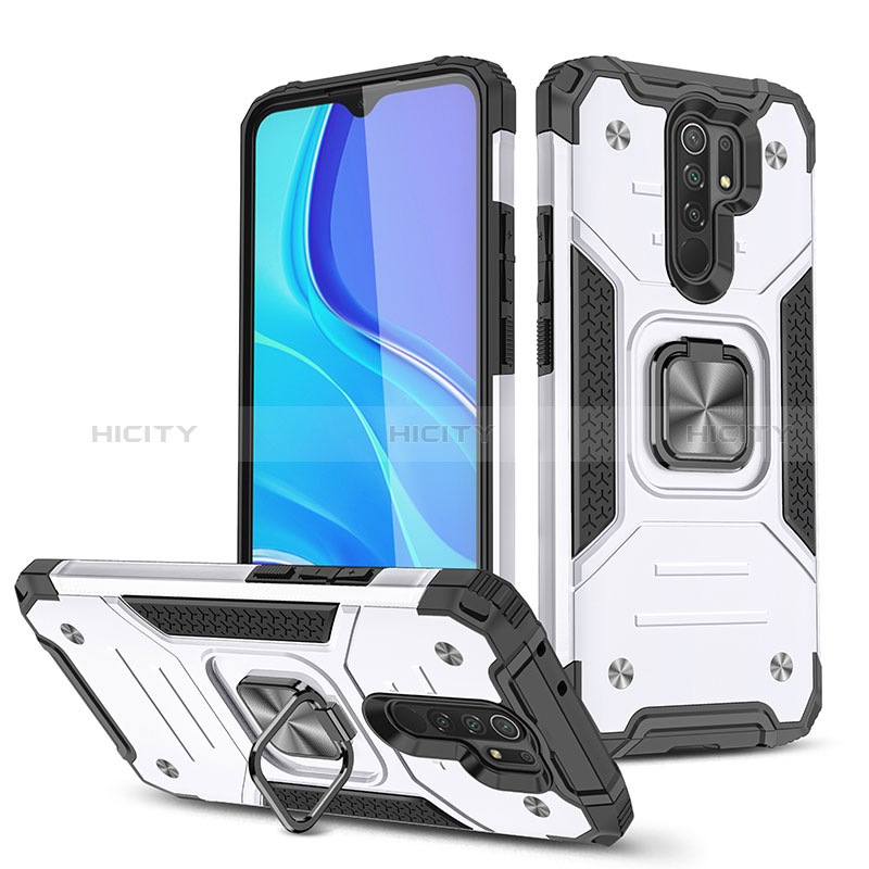 Custodia Silicone e Plastica Opaca Cover con Magnetico Anello Supporto MQ1 per Xiaomi Redmi 9 Prime India