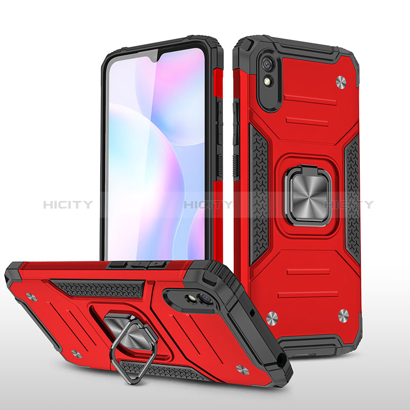 Custodia Silicone e Plastica Opaca Cover con Magnetico Anello Supporto MQ1 per Xiaomi Redmi 9A