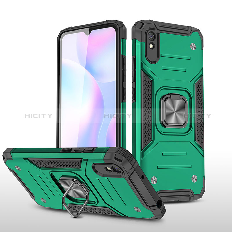 Custodia Silicone e Plastica Opaca Cover con Magnetico Anello Supporto MQ1 per Xiaomi Redmi 9AT