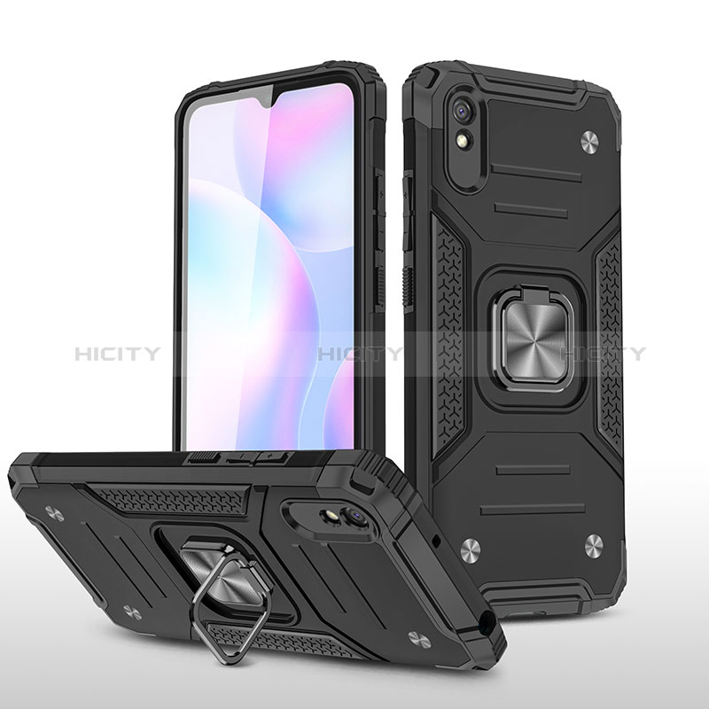 Custodia Silicone e Plastica Opaca Cover con Magnetico Anello Supporto MQ1 per Xiaomi Redmi 9AT