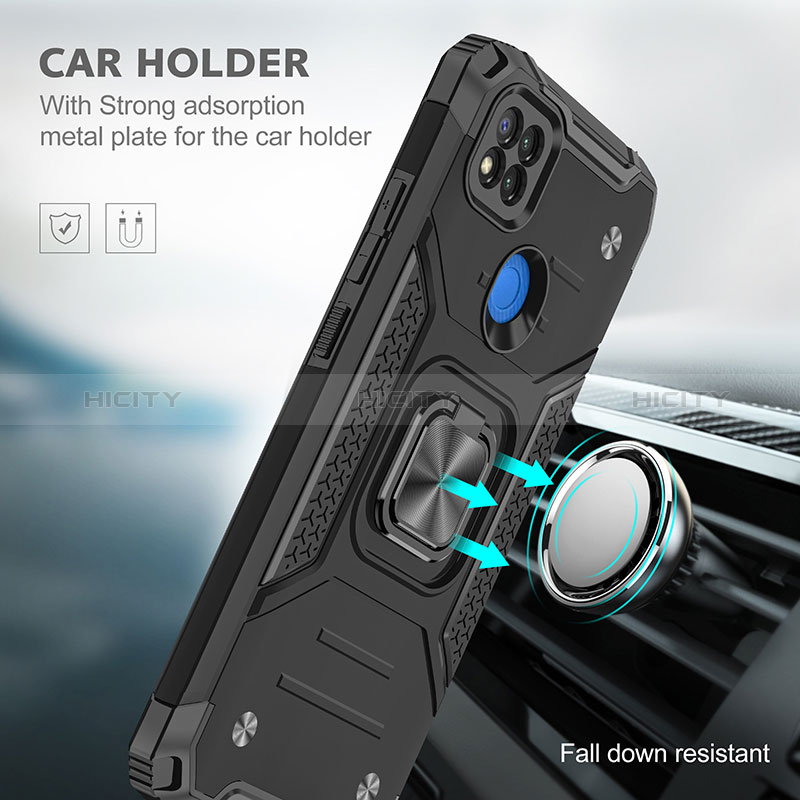 Custodia Silicone e Plastica Opaca Cover con Magnetico Anello Supporto MQ1 per Xiaomi Redmi 9C NFC