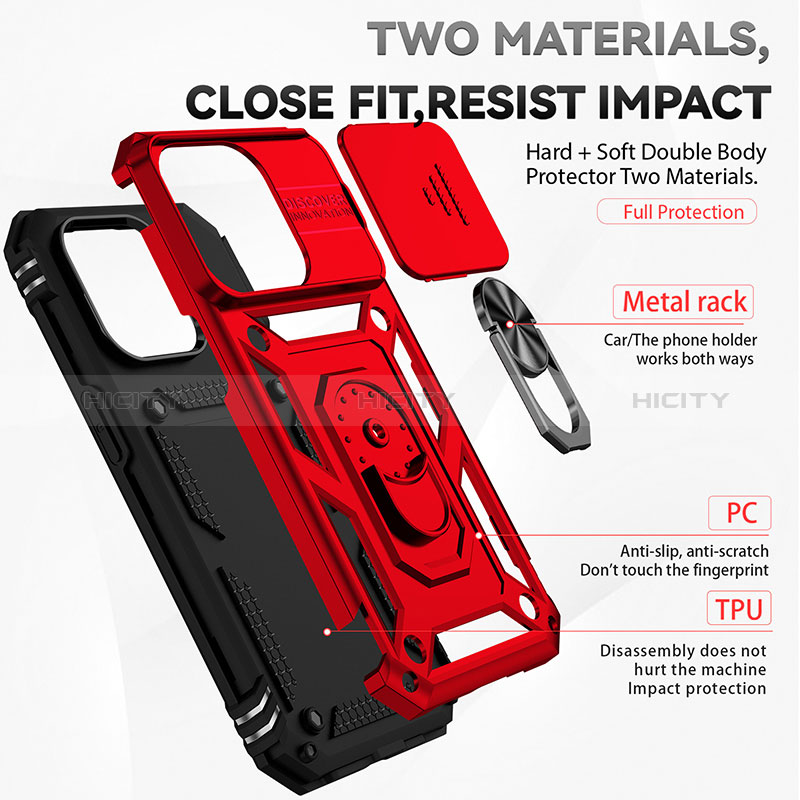 Custodia Silicone e Plastica Opaca Cover con Magnetico Anello Supporto MQ2 per Apple iPhone 14 Pro Max