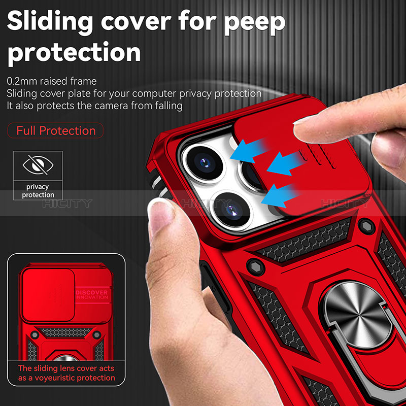 Custodia Silicone e Plastica Opaca Cover con Magnetico Anello Supporto MQ2 per Apple iPhone 14 Pro Max