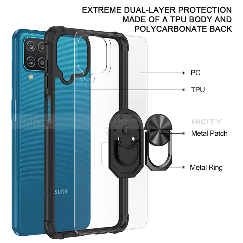 Custodia Silicone e Plastica Opaca Cover con Magnetico Anello Supporto MQ2 per Samsung Galaxy A12 Nacho