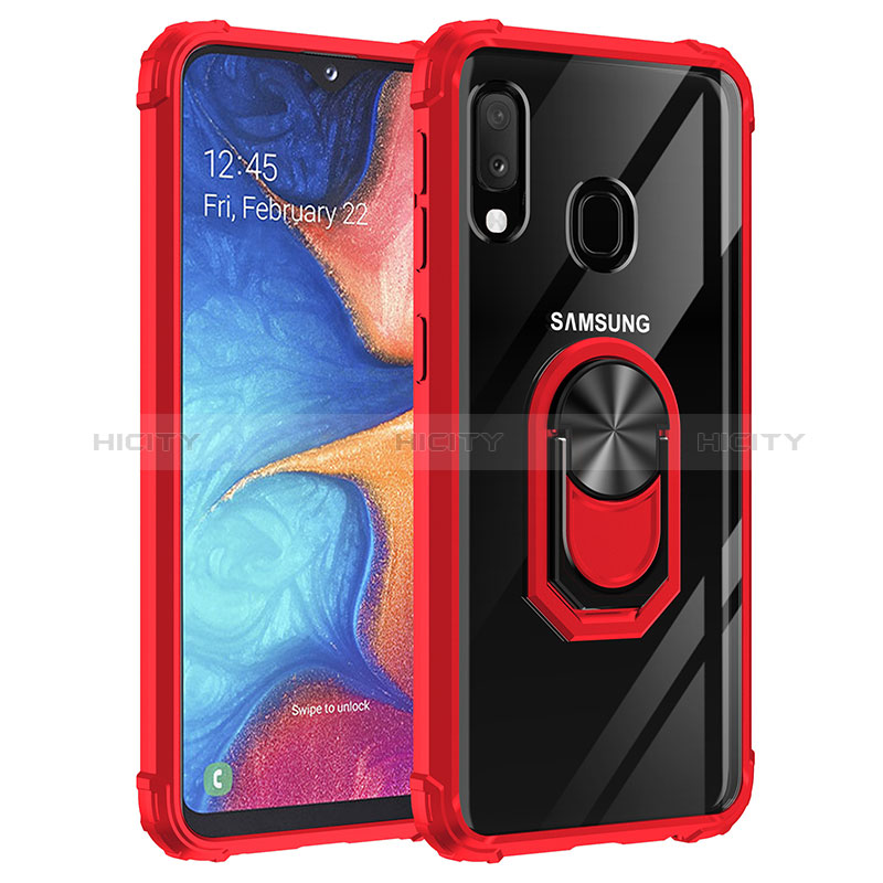 Custodia Silicone e Plastica Opaca Cover con Magnetico Anello Supporto MQ2 per Samsung Galaxy A20e Rosso