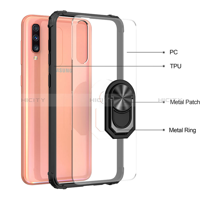 Custodia Silicone e Plastica Opaca Cover con Magnetico Anello Supporto MQ2 per Samsung Galaxy A30S