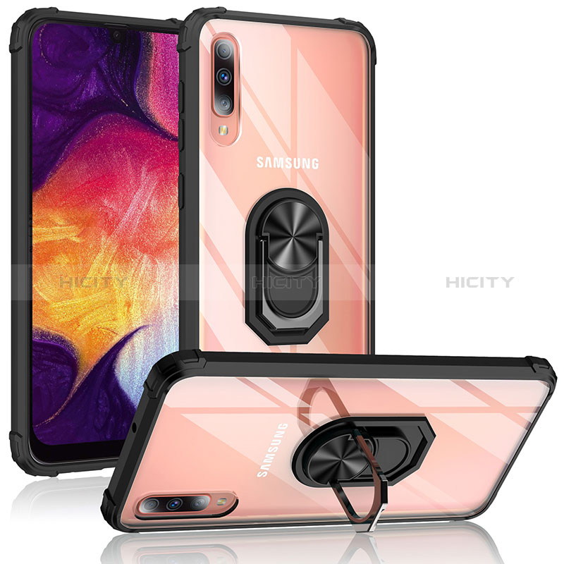 Custodia Silicone e Plastica Opaca Cover con Magnetico Anello Supporto MQ2 per Samsung Galaxy A30S