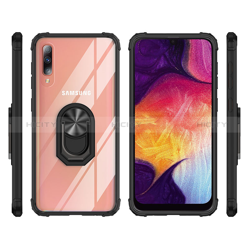 Custodia Silicone e Plastica Opaca Cover con Magnetico Anello Supporto MQ2 per Samsung Galaxy A50