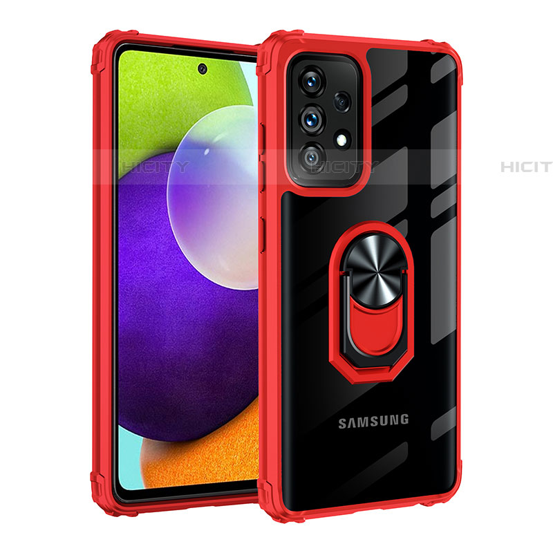 Custodia Silicone e Plastica Opaca Cover con Magnetico Anello Supporto MQ2 per Samsung Galaxy A52 5G Rosso