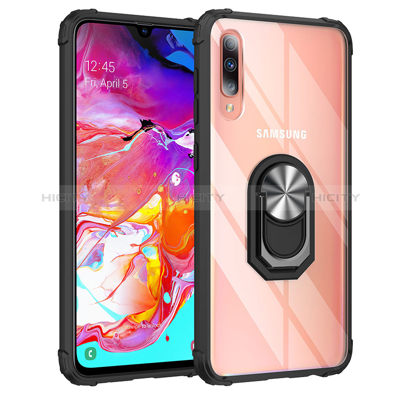 Custodia Silicone e Plastica Opaca Cover con Magnetico Anello Supporto MQ2 per Samsung Galaxy A70