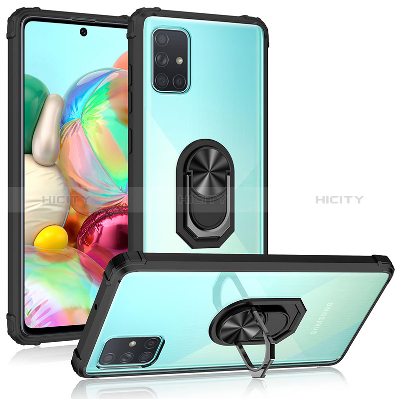 Custodia Silicone e Plastica Opaca Cover con Magnetico Anello Supporto MQ2 per Samsung Galaxy A71 5G