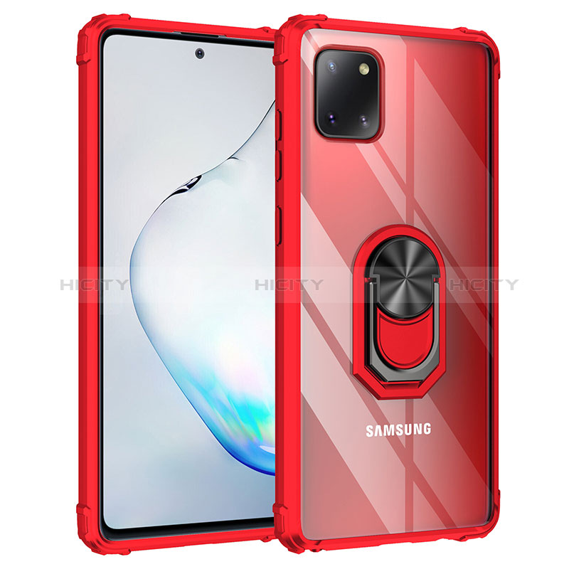 Custodia Silicone e Plastica Opaca Cover con Magnetico Anello Supporto MQ2 per Samsung Galaxy A81 Rosso