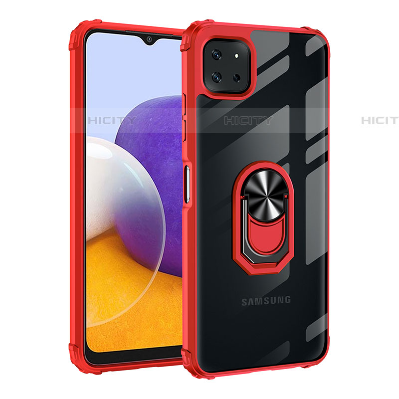 Custodia Silicone e Plastica Opaca Cover con Magnetico Anello Supporto MQ2 per Samsung Galaxy F42 5G Rosso