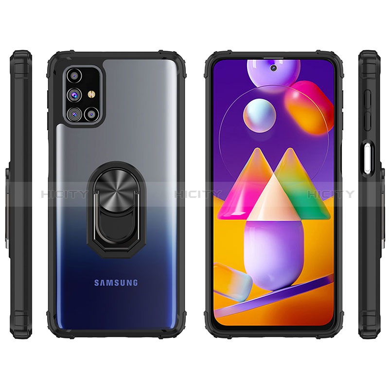 Custodia Silicone e Plastica Opaca Cover con Magnetico Anello Supporto MQ2 per Samsung Galaxy M31s