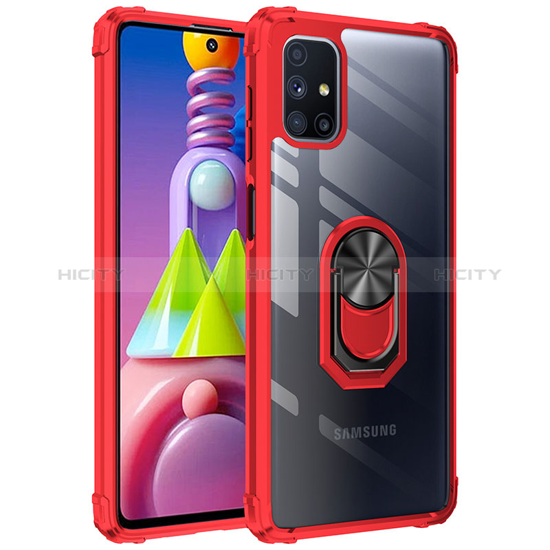 Custodia Silicone e Plastica Opaca Cover con Magnetico Anello Supporto MQ2 per Samsung Galaxy M51 Rosso