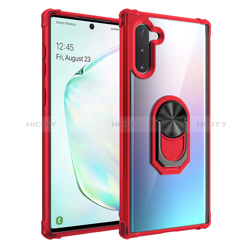 Custodia Silicone e Plastica Opaca Cover con Magnetico Anello Supporto MQ2 per Samsung Galaxy Note 10 5G Rosso