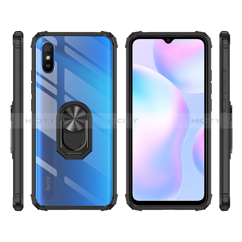 Custodia Silicone e Plastica Opaca Cover con Magnetico Anello Supporto MQ2 per Xiaomi Redmi 9A