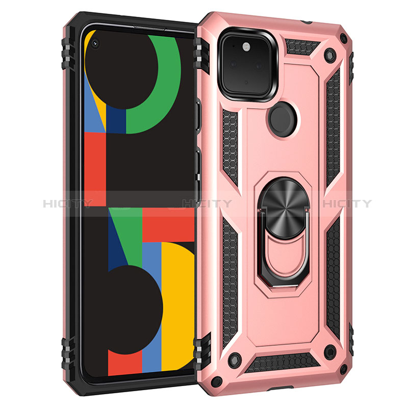 Custodia Silicone e Plastica Opaca Cover con Magnetico Anello Supporto MQ3 per Google Pixel 4a 5G