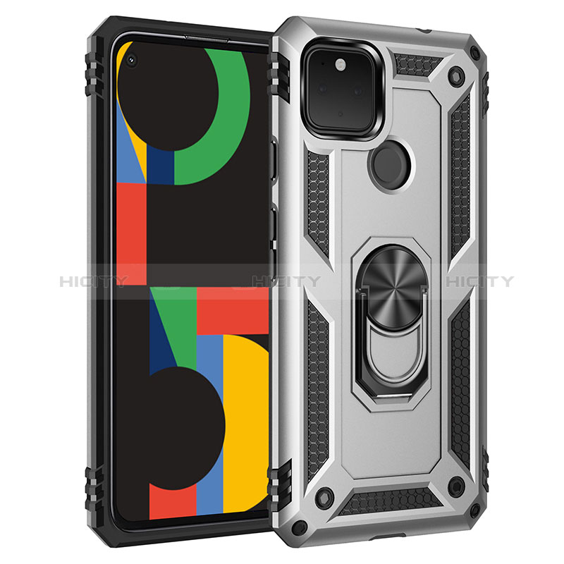 Custodia Silicone e Plastica Opaca Cover con Magnetico Anello Supporto MQ3 per Google Pixel 5 XL 5G