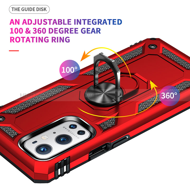 Custodia Silicone e Plastica Opaca Cover con Magnetico Anello Supporto MQ3 per OnePlus 9 Pro 5G