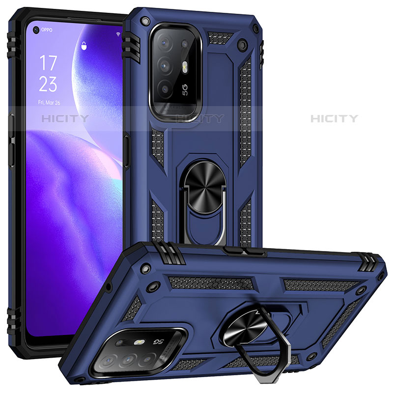 Custodia Silicone e Plastica Opaca Cover con Magnetico Anello Supporto MQ3 per Oppo Reno5 Z 5G