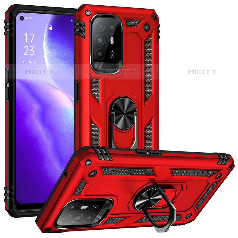 Custodia Silicone e Plastica Opaca Cover con Magnetico Anello Supporto MQ3 per Oppo Reno5 Z 5G