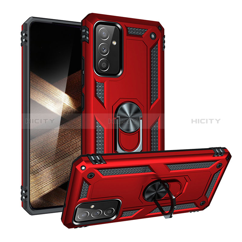 Custodia Silicone e Plastica Opaca Cover con Magnetico Anello Supporto MQ3 per Samsung Galaxy A15 5G Rosso