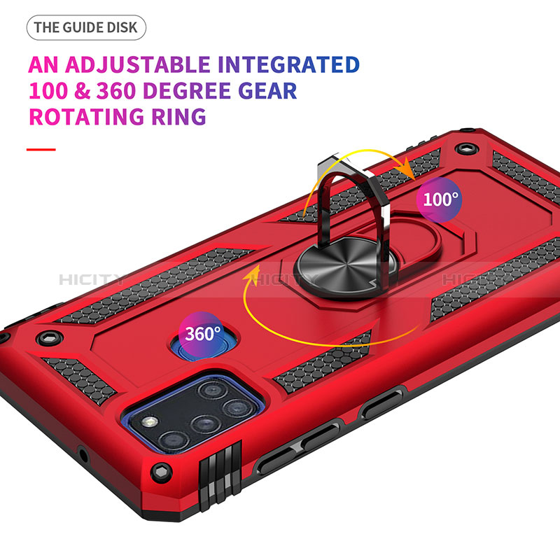 Custodia Silicone e Plastica Opaca Cover con Magnetico Anello Supporto MQ3 per Samsung Galaxy A21s