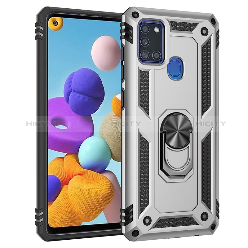 Custodia Silicone e Plastica Opaca Cover con Magnetico Anello Supporto MQ3 per Samsung Galaxy A21s