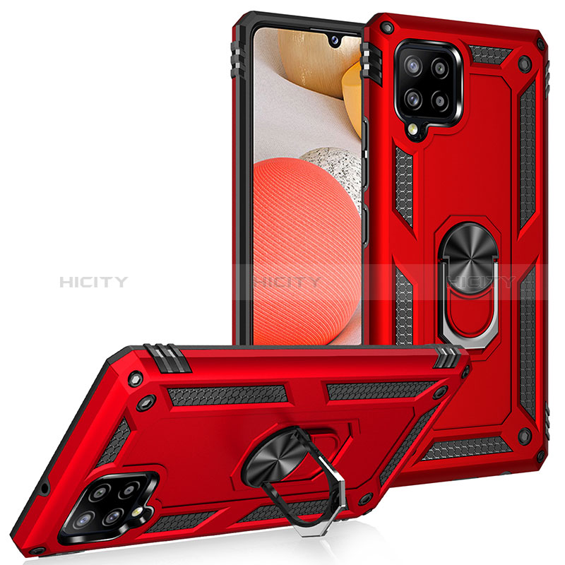 Custodia Silicone e Plastica Opaca Cover con Magnetico Anello Supporto MQ3 per Samsung Galaxy A42 5G Rosso