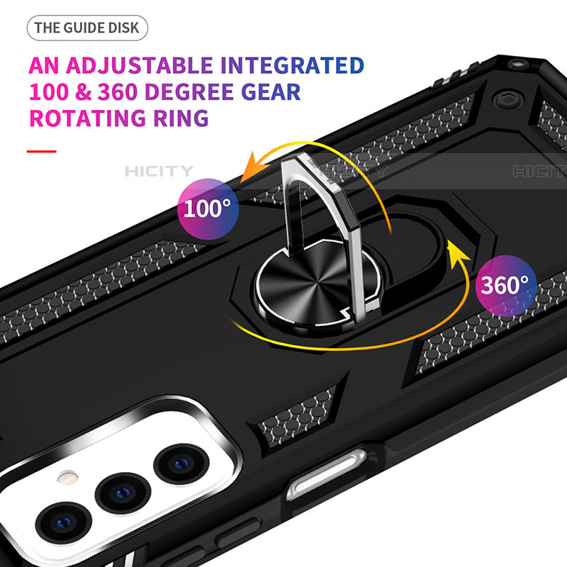 Custodia Silicone e Plastica Opaca Cover con Magnetico Anello Supporto MQ3 per Samsung Galaxy F23 5G