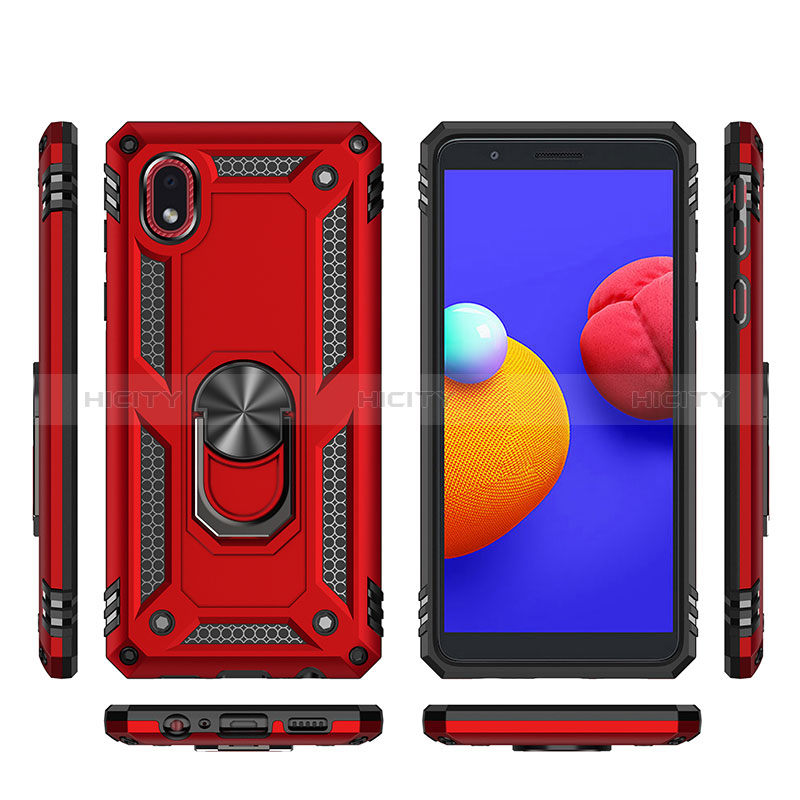 Custodia Silicone e Plastica Opaca Cover con Magnetico Anello Supporto MQ3 per Samsung Galaxy M01 Core