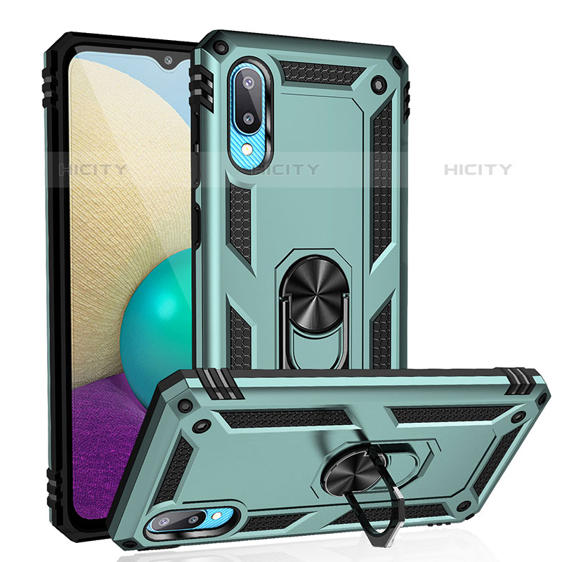 Custodia Silicone e Plastica Opaca Cover con Magnetico Anello Supporto MQ3 per Samsung Galaxy M02