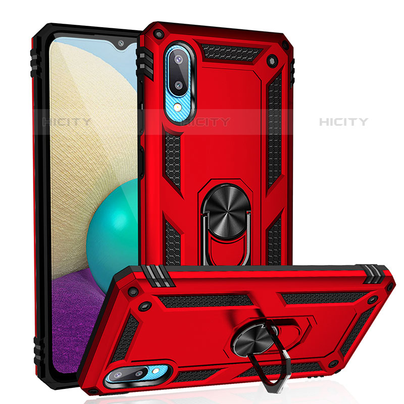 Custodia Silicone e Plastica Opaca Cover con Magnetico Anello Supporto MQ3 per Samsung Galaxy M02