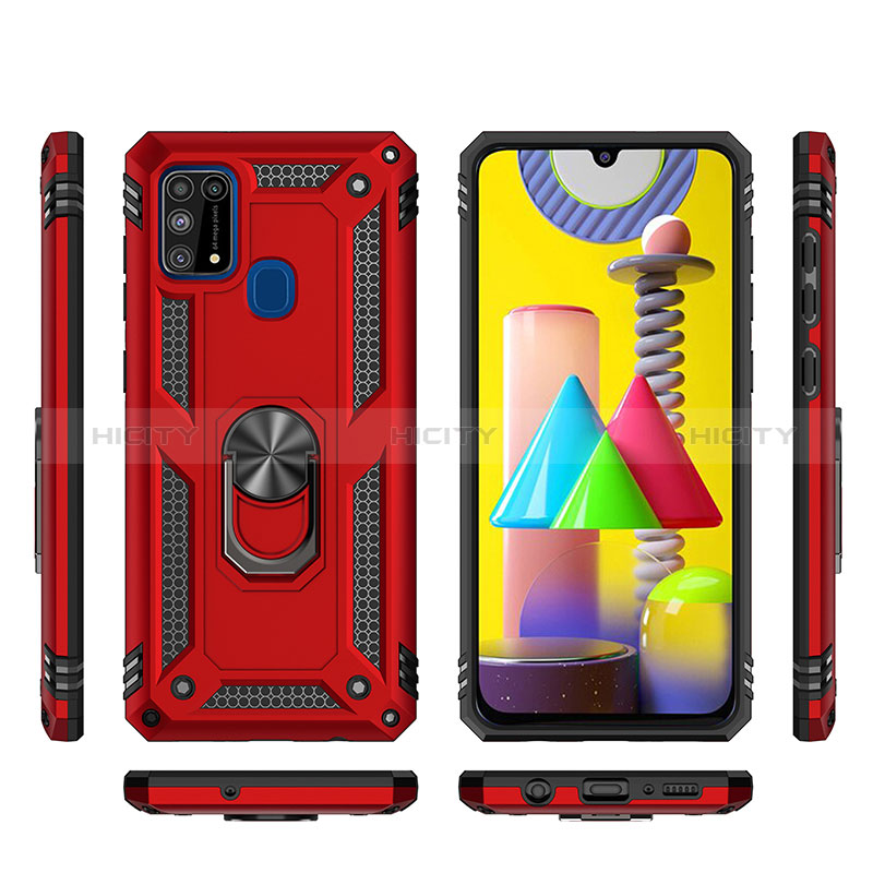 Custodia Silicone e Plastica Opaca Cover con Magnetico Anello Supporto MQ3 per Samsung Galaxy M21s