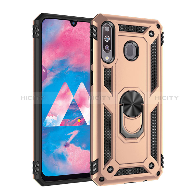 Custodia Silicone e Plastica Opaca Cover con Magnetico Anello Supporto MQ3 per Samsung Galaxy M30