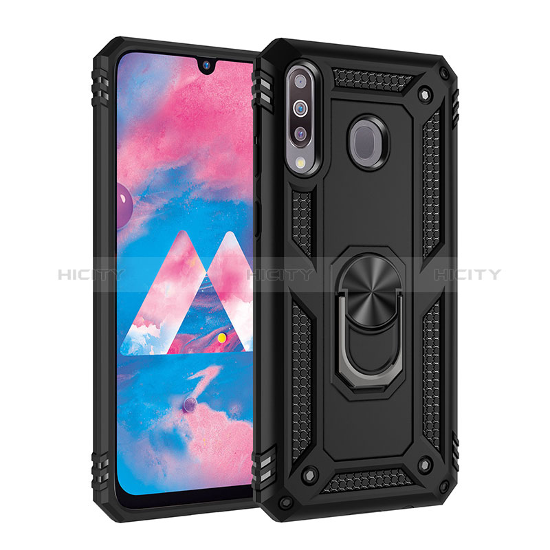 Custodia Silicone e Plastica Opaca Cover con Magnetico Anello Supporto MQ3 per Samsung Galaxy M30