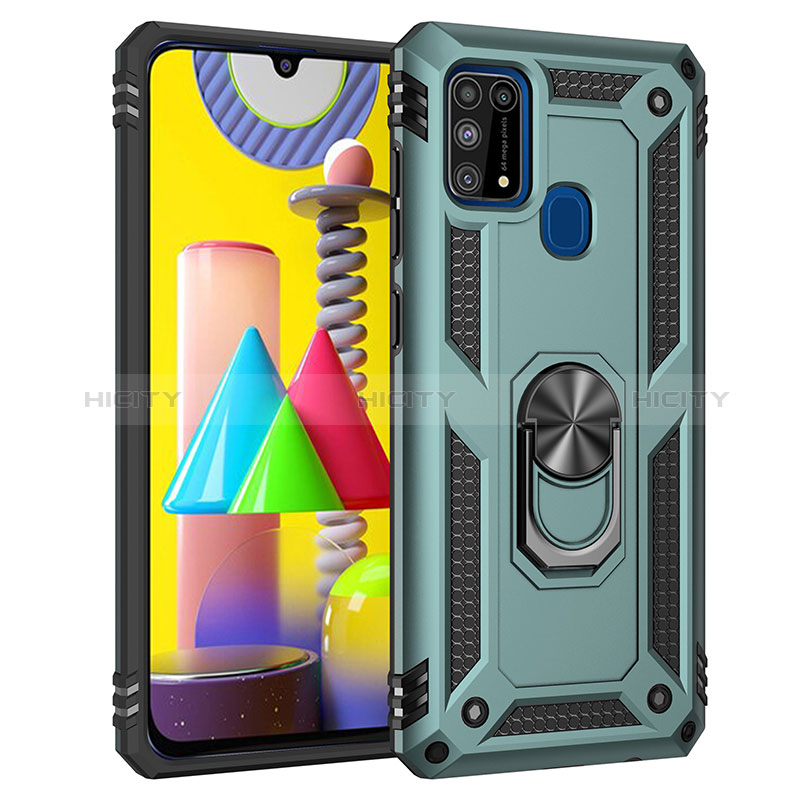 Custodia Silicone e Plastica Opaca Cover con Magnetico Anello Supporto MQ3 per Samsung Galaxy M31 Prime Edition