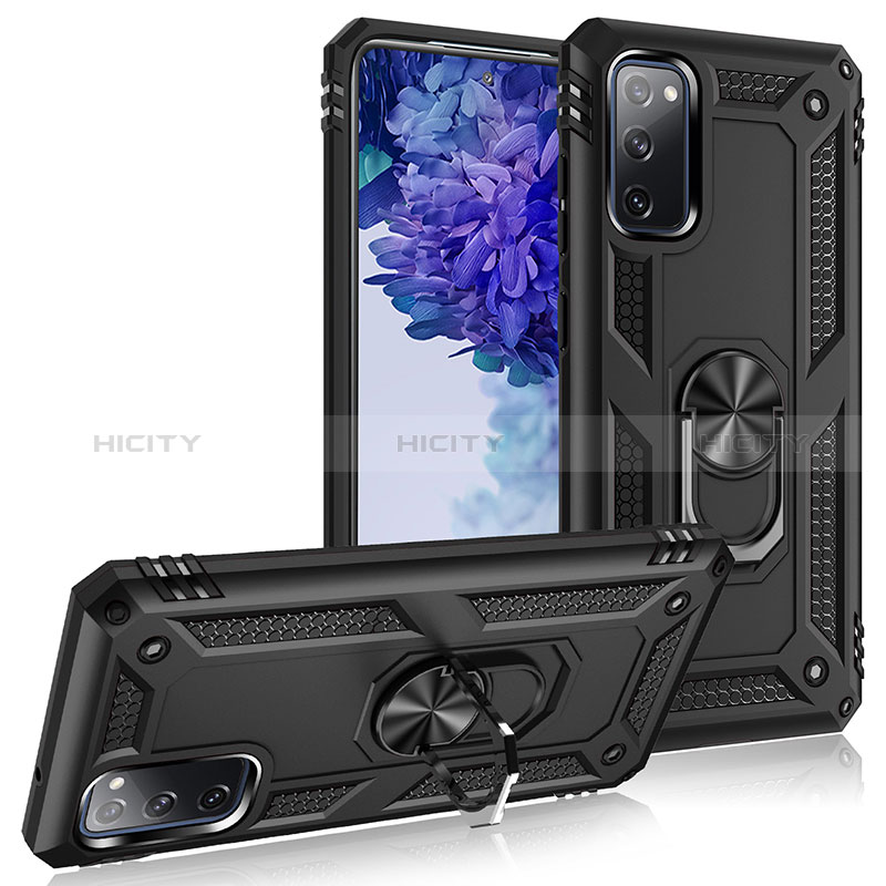 Custodia Silicone e Plastica Opaca Cover con Magnetico Anello Supporto MQ3 per Samsung Galaxy S20 FE 5G Nero