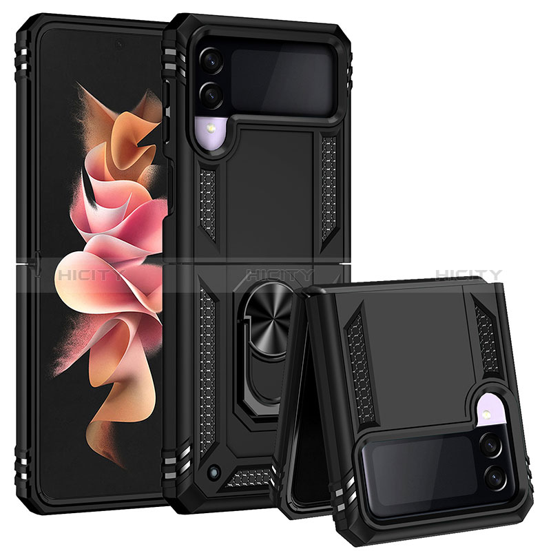 Custodia Silicone e Plastica Opaca Cover con Magnetico Anello Supporto MQ3 per Samsung Galaxy Z Flip3 5G