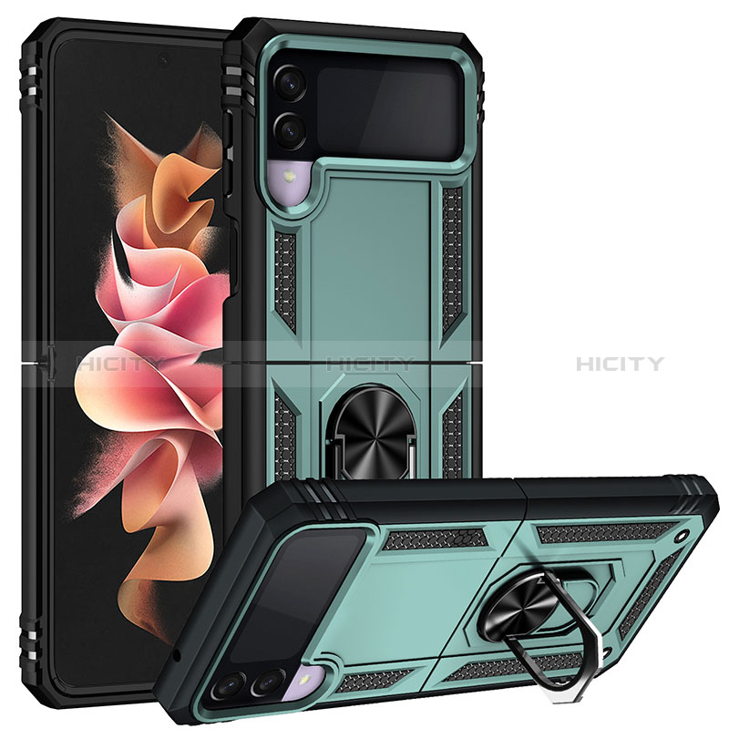 Custodia Silicone e Plastica Opaca Cover con Magnetico Anello Supporto MQ3 per Samsung Galaxy Z Flip3 5G