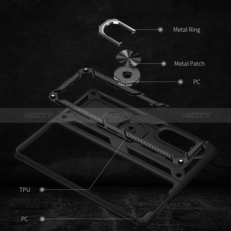 Custodia Silicone e Plastica Opaca Cover con Magnetico Anello Supporto MQ3 per Samsung Galaxy Z Fold3 5G
