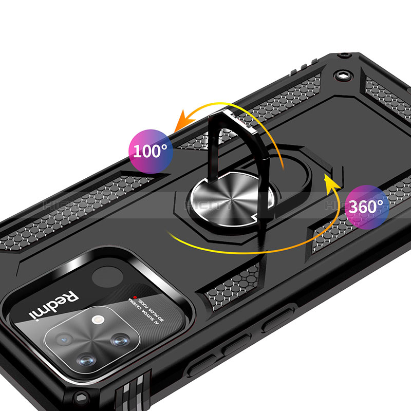 Custodia Silicone e Plastica Opaca Cover con Magnetico Anello Supporto MQ3 per Xiaomi Redmi 10C 4G