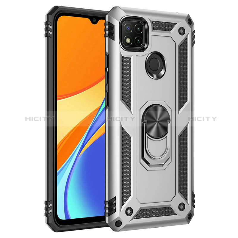 Custodia Silicone e Plastica Opaca Cover con Magnetico Anello Supporto MQ3 per Xiaomi Redmi 9 India