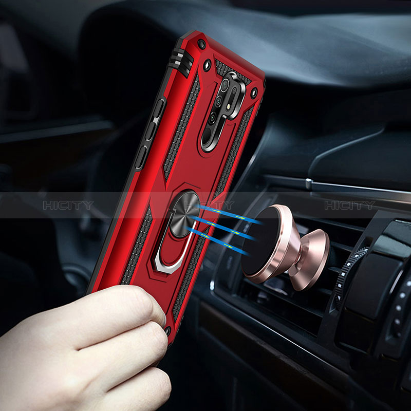 Custodia Silicone e Plastica Opaca Cover con Magnetico Anello Supporto MQ3 per Xiaomi Redmi 9 Prime India