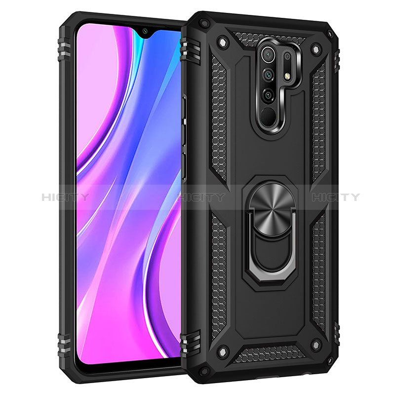 Custodia Silicone e Plastica Opaca Cover con Magnetico Anello Supporto MQ3 per Xiaomi Redmi 9 Prime India